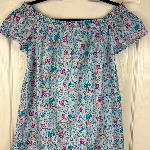 Vineyard vines off the shoulder beach print dress sz sm - Picture 2 of 7